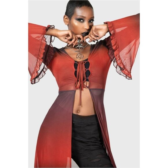 🆕️FIRM (LAST ONE) Killstar Everlasting Cold Sheer Ombre Bell Sleeve Cape L - Picture 8 of 12